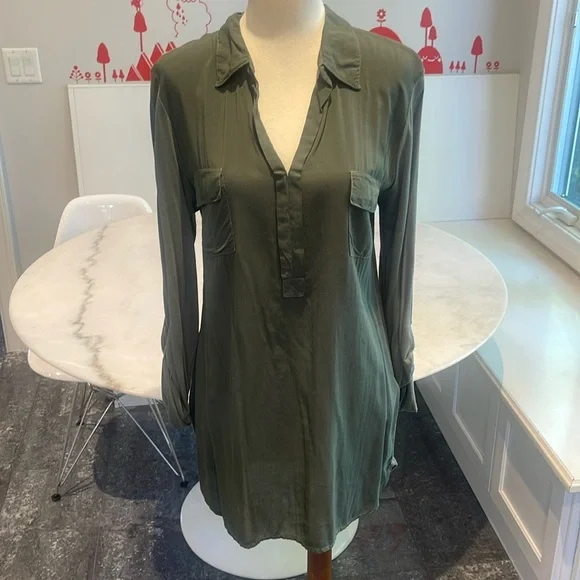 SOLD!!!!! NWT SPLENDID KHAKI MODAL AND COTTON BLEND COLLARED L/S SHIRT. L - Picture 1 of 9